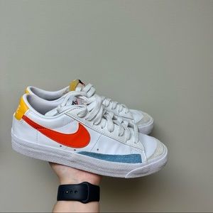 Women’s Nike Blazer Low ‘77 Orange Blue Yellow Size 6.5